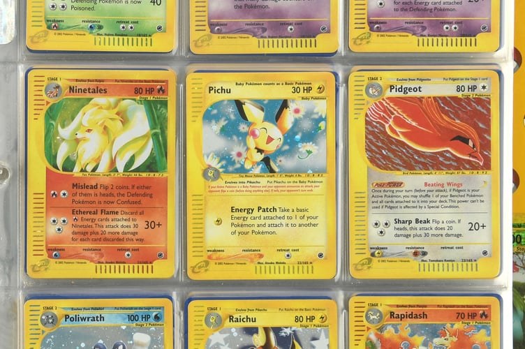 Binder page of e-Card era Pokémon cards from the Woking attic master sets Ewbank&rsquo;s sold for &pound;1.56 million